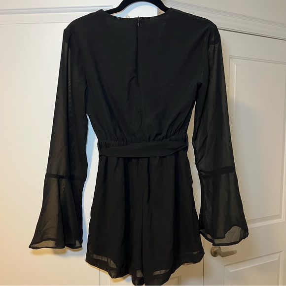 Black Bell-Sleeve Romper - Picture 3 of 3